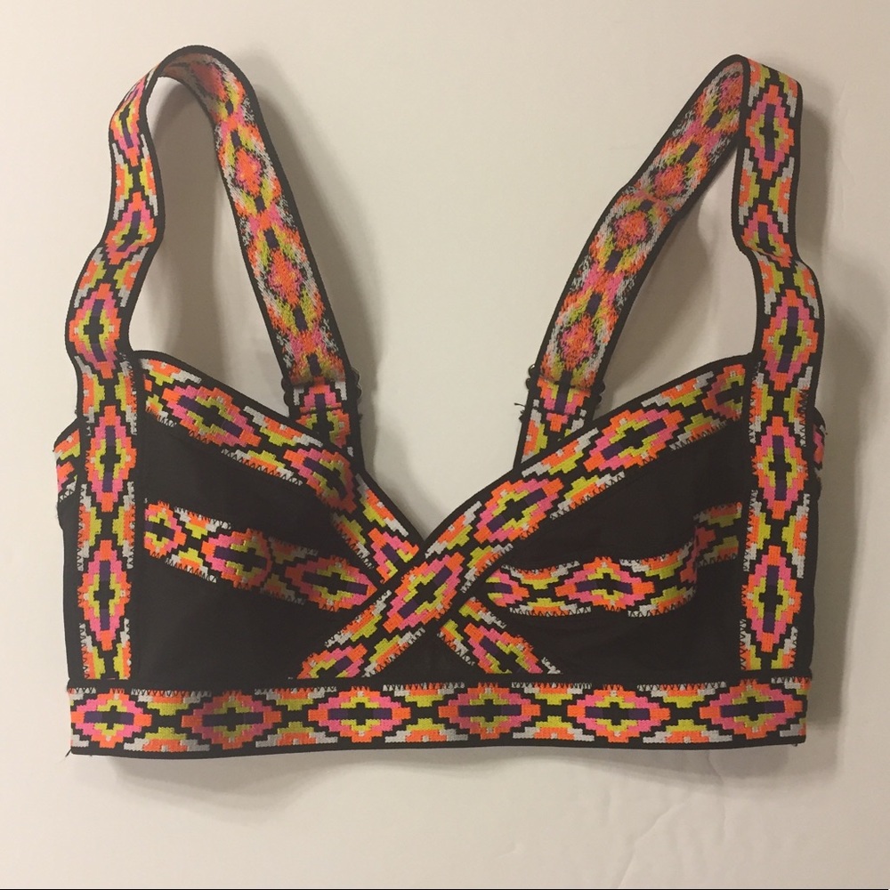 H&M Black & Multicolor Bikini Top